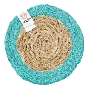 ReSpiin Jute & Seagrass Coaster - Turquoise