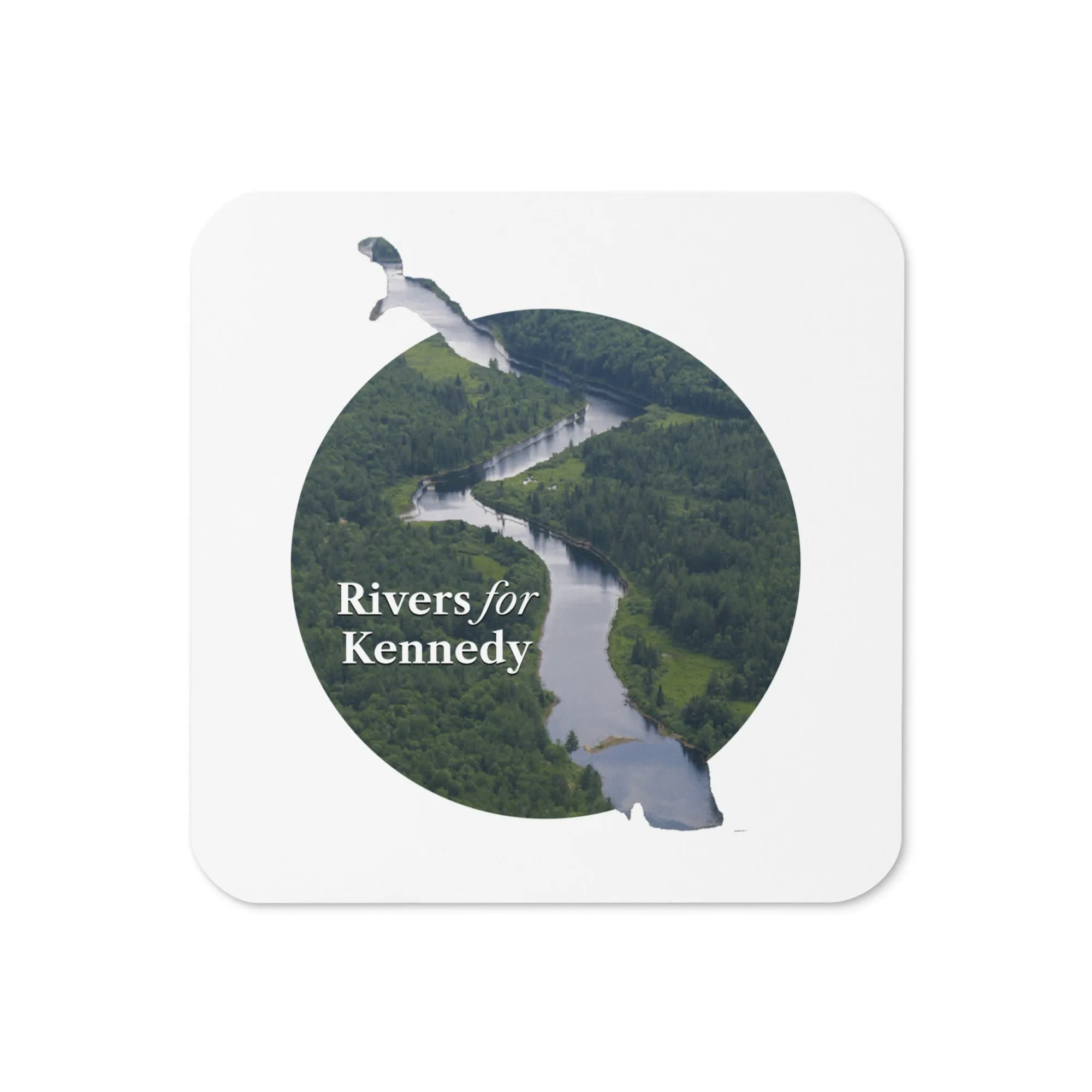 Rivers for Kennedy Cork-Back Drink Coaster