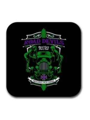 ROAD DEVILS Rubber Square Coaster (4 pack)