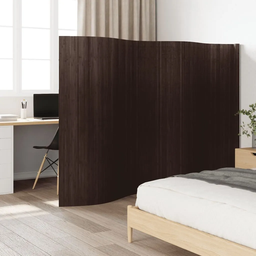 Room Divider Dark Brown 165x400 cm Bamboo