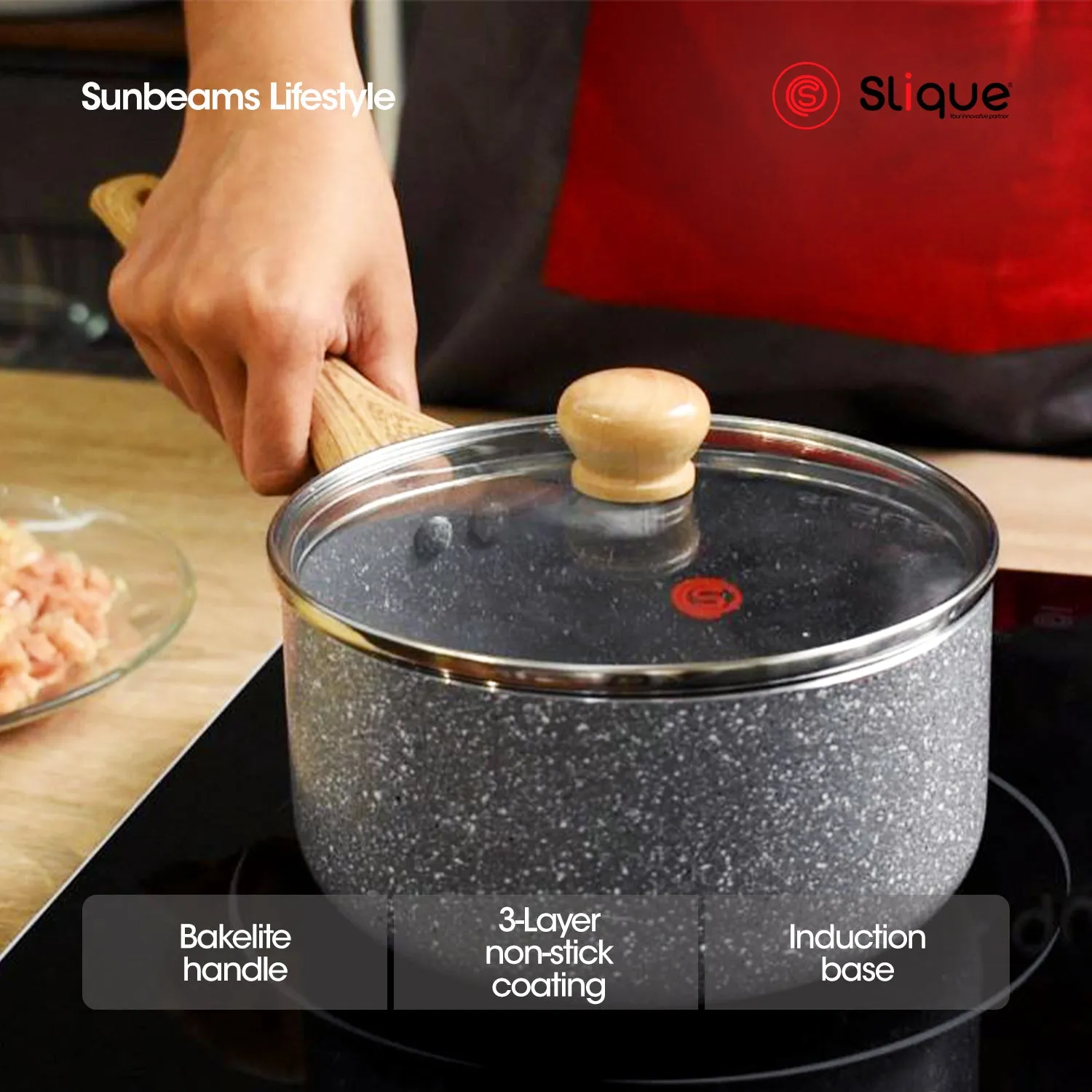 SLIQUE Premium Marble Sauce Pan 16/18/20cm