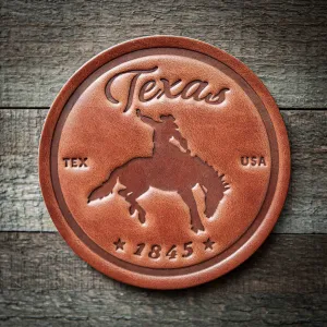 Texas Bronco Leather Coaster