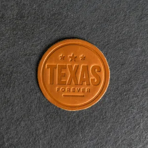 Texas Forever Leather Coasters - 4" Round - Sold individually or as a Set of 4