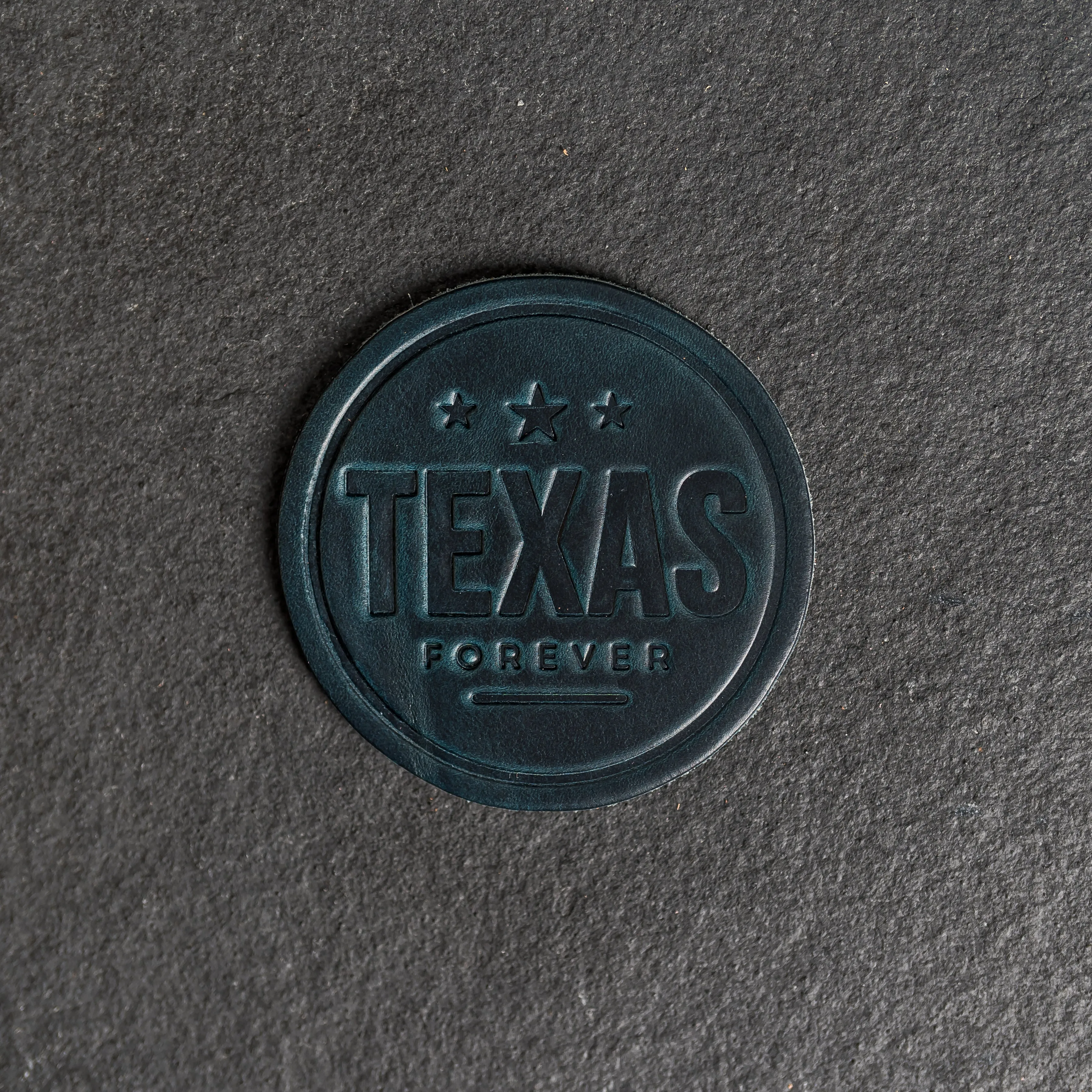 Texas Forever Leather Coasters - 4" Round - Sold individually or as a Set of 4