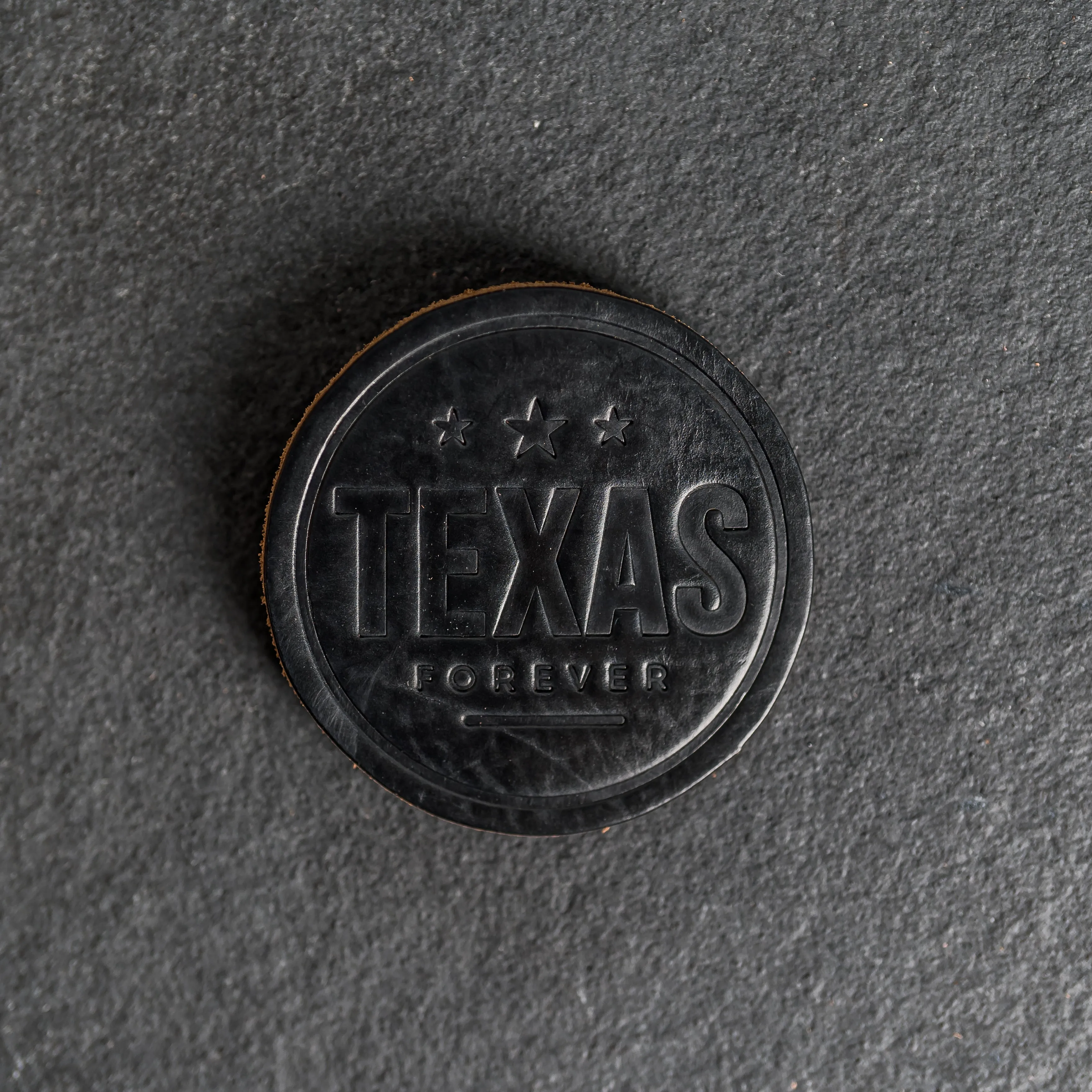 Texas Forever Leather Coasters - 4" Round - Sold individually or as a Set of 4