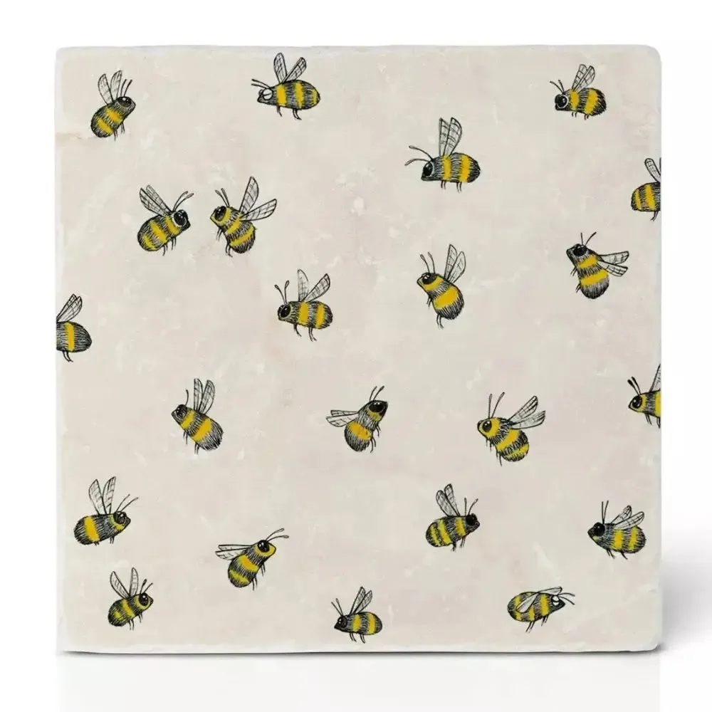 Tile Coaster Natural Stone - Bees