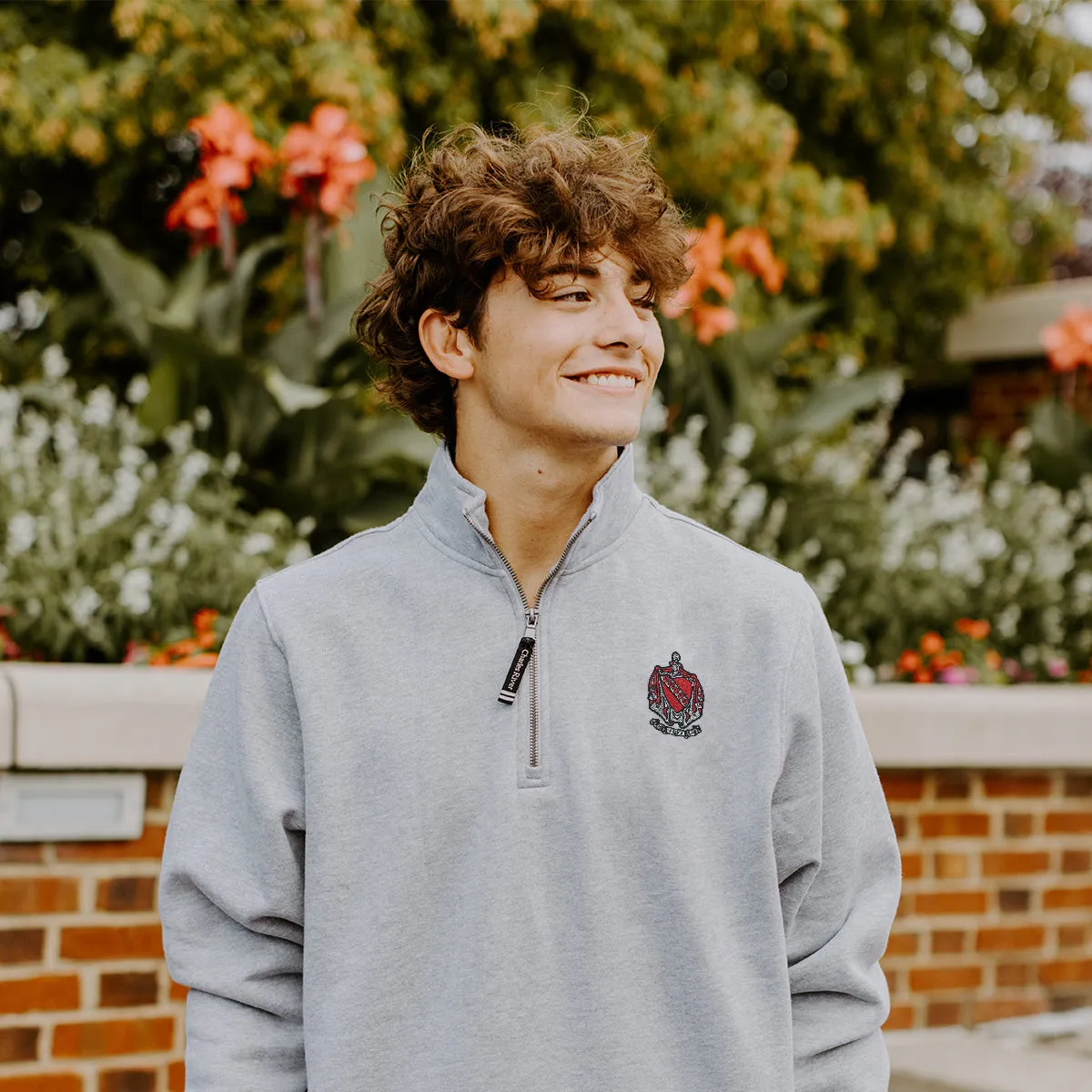 TKE Embroidered Crest Gray Quarter Zip