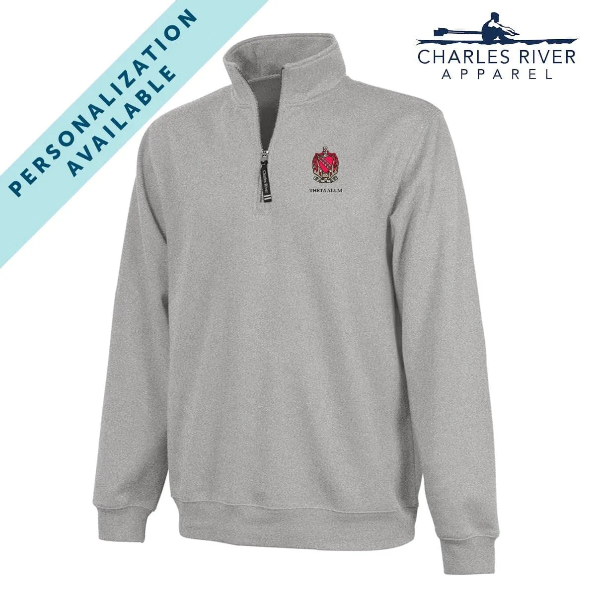 TKE Embroidered Crest Gray Quarter Zip