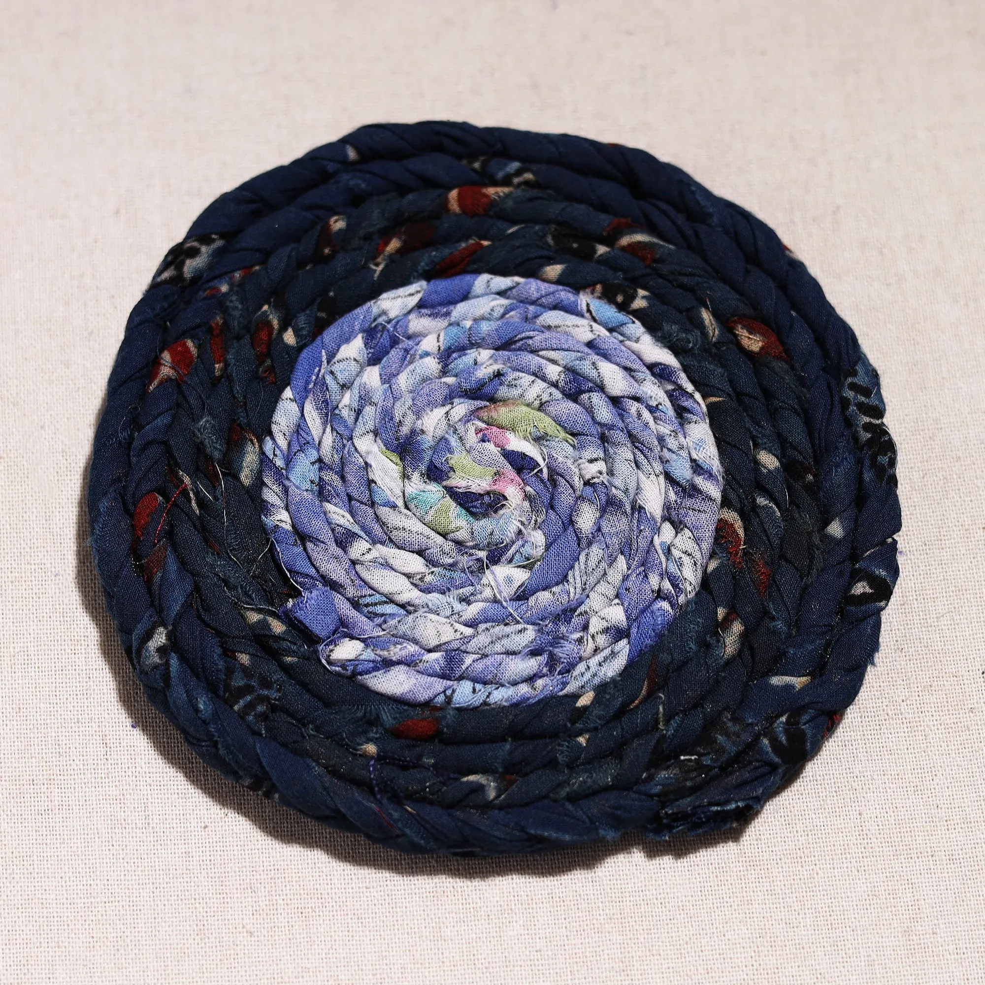 Upcycled Fabric Hand Braided Coaster 27