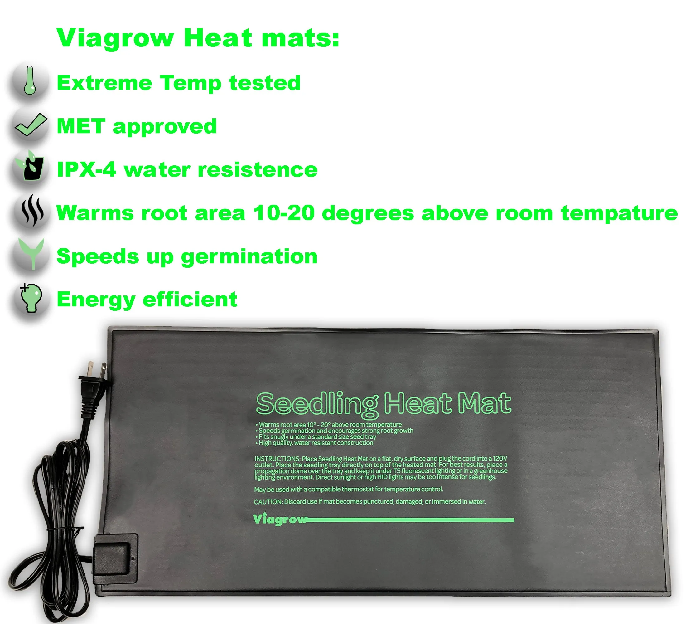 Viagrow 20.5" x 8.5" Seedling Heat Mat (Case of 25)