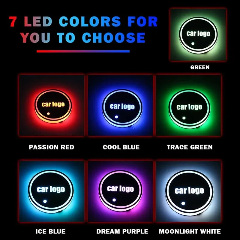 Vibrant Car LED Cup Holder Pads