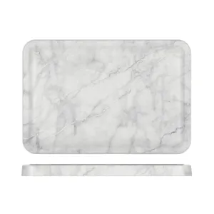 White Marble Agra Melamine Tray 34 x 23cm - Pack 1