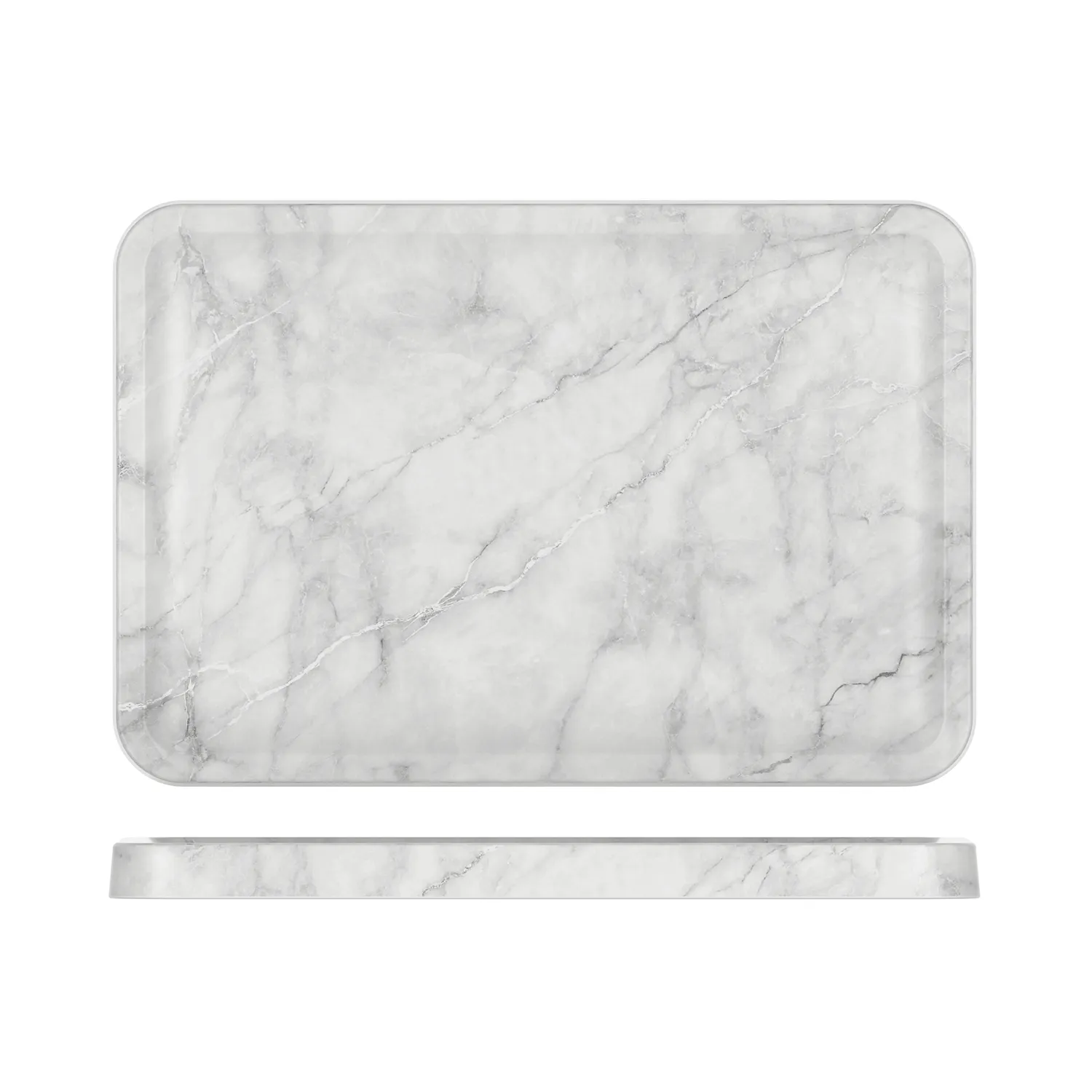 White Marble Agra Melamine Tray 34 x 23cm - Pack 1